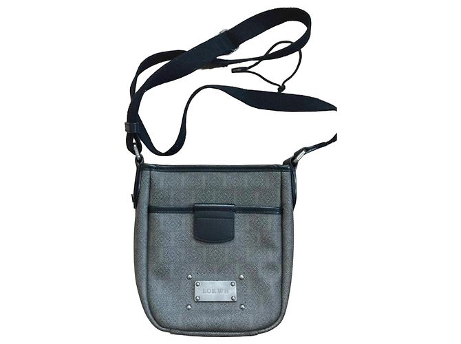 Borsa a tracolla Loewe in tela grigia e pelle Nero Grigio