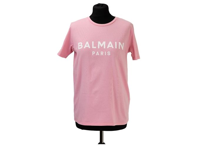 Camiseta de algodón rosa para mujer BALMAIN.