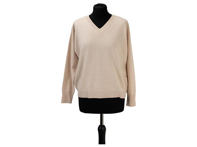 Peserico V-Ausschnitt Pullover aus Woll-Seiden-Mischung beige