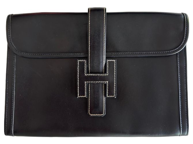 Pochette Hermès en cuir Jige Noir