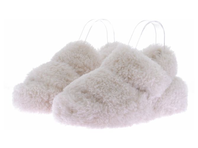 Autre Marque Shearling-Hausschuhe Weiß