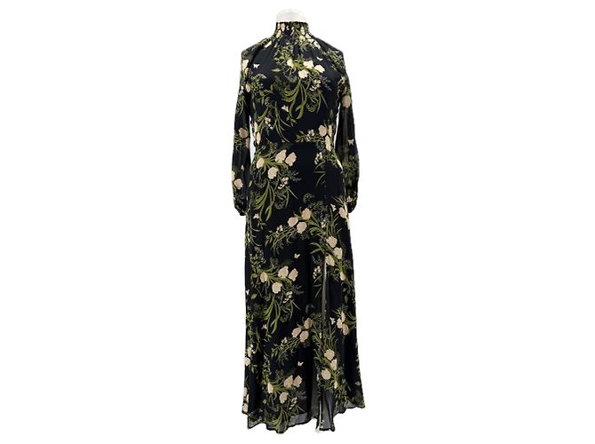 Reformation Blumenkleid Schwarz Viscose
