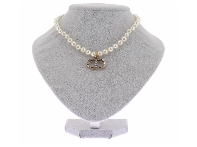Colar Dior de pérolas com pingente Branco