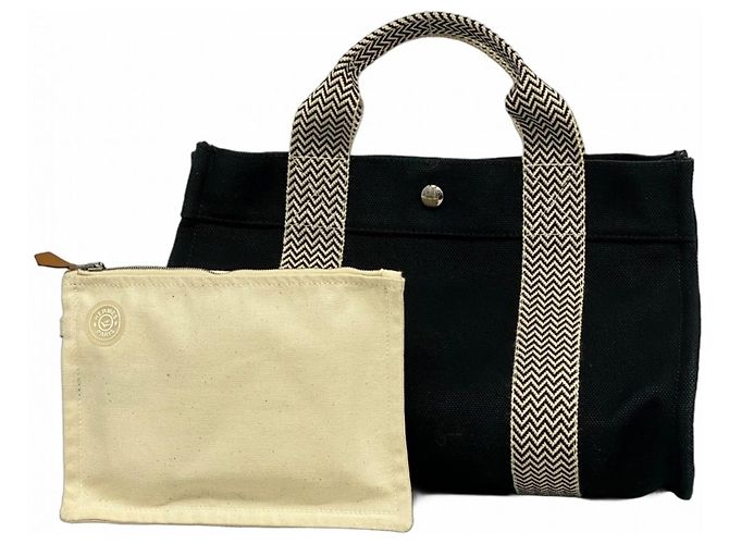 Hermès Hermes Cannes PM Canvas Handtasche Schwarz