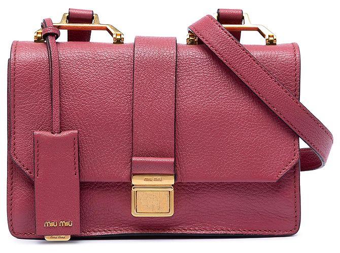 Bolsa transversal Miu Miu em couro de cabra vermelho Madras