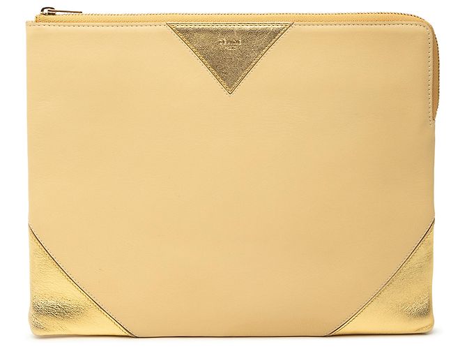 Céline Celine Beige Bicolor Lammfell Coeur Clutch