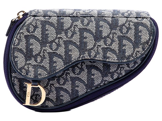Dior Blue Diorissimo Canvas Saddle Pouch Navy blue