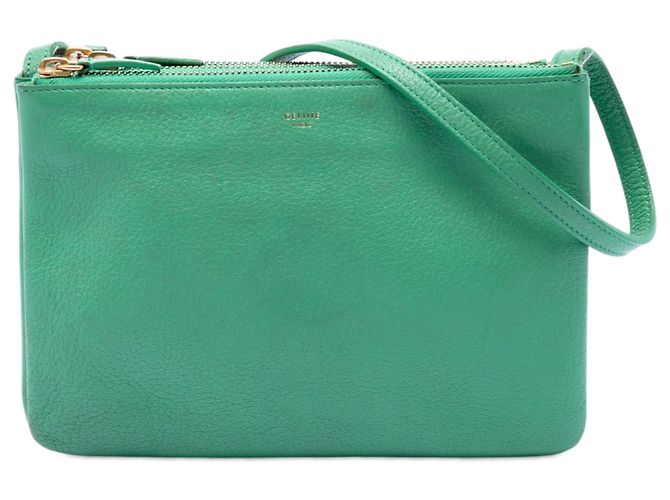 Céline Celine Green Small Lambskin Trio Crossbody Verde Verde chiaro