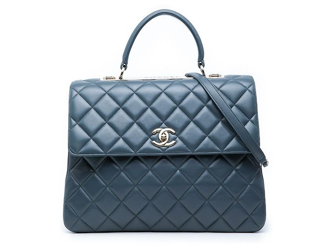 Chanel Blue Large Lambskin Trendy CC Top Handle Flap