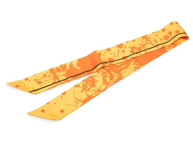 Sciarpa in seta Twilly Hermès Orange Paint Splatter Arancione 