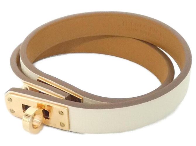 Hermès Hermes Mini Kelly Double Tour Bracelet White Beige