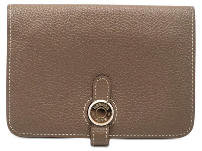 Hermès Cartera compacta de dos pliegues Dogon Hermes Gris Gris pardo