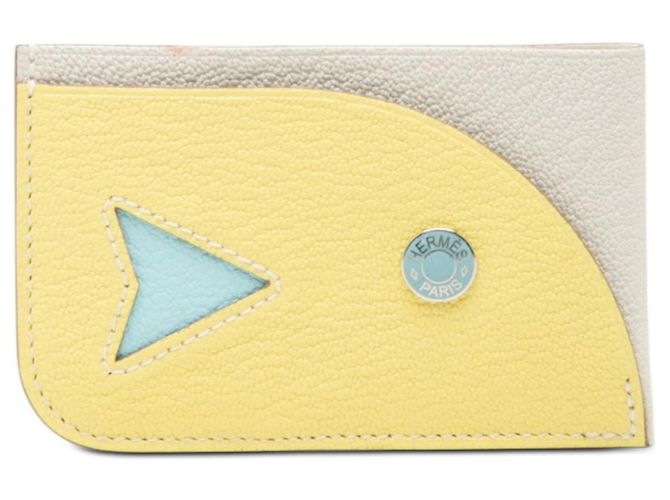 Hermès Hermes Poisson Kartenetui Blau Beige Gelb