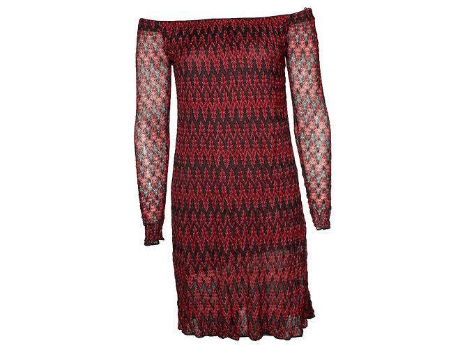 Missoni, abito zig zag rosso, rosa e grigio Multicolore