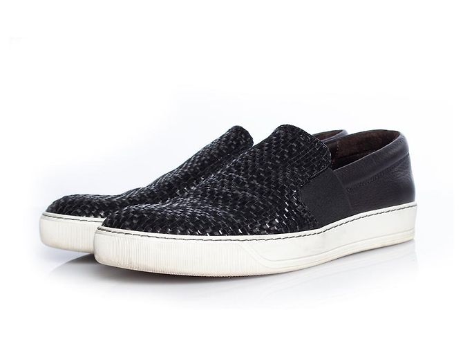 Lanvin, Woven leather slip on sneaker Black