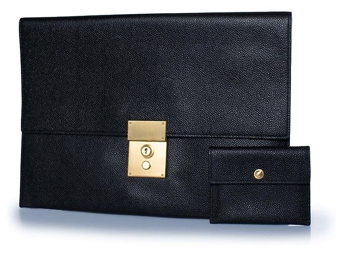 Thom Browne, pebbled leather clutch with wallet Black