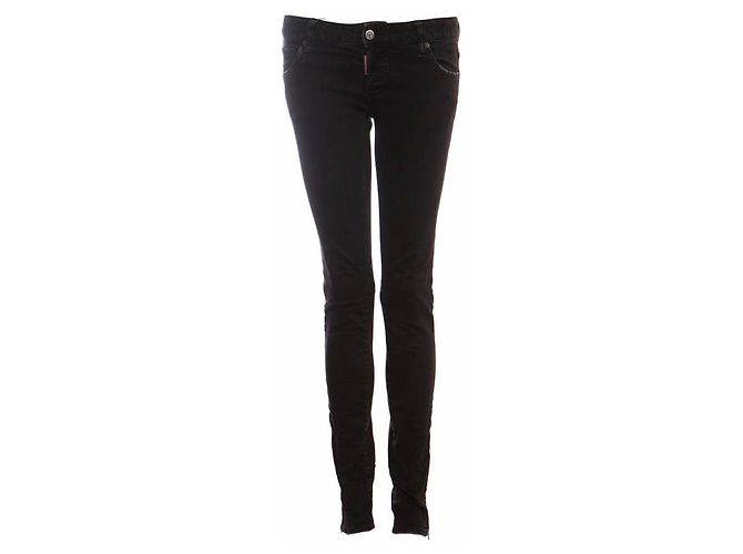 Dsquared2, schwarze Jeans mit silberner Hardware.