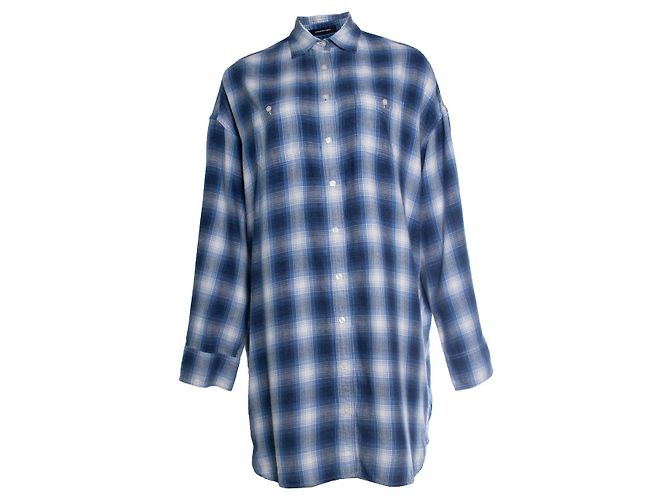 R13, oversized AXL Karo-Flanell-Minikleid Blau