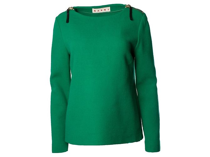 Marni, top in lana verde con zip