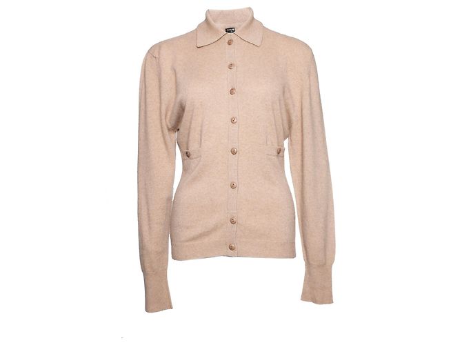 Chanel, Cardigan aus Kaschmir in Camel. Braun