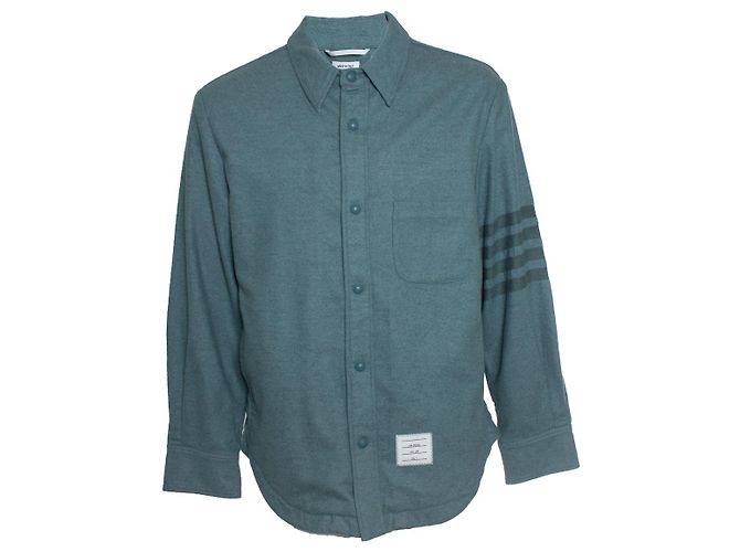Thom Browne, Sovracamicia in cashmere e lana blu acciaio