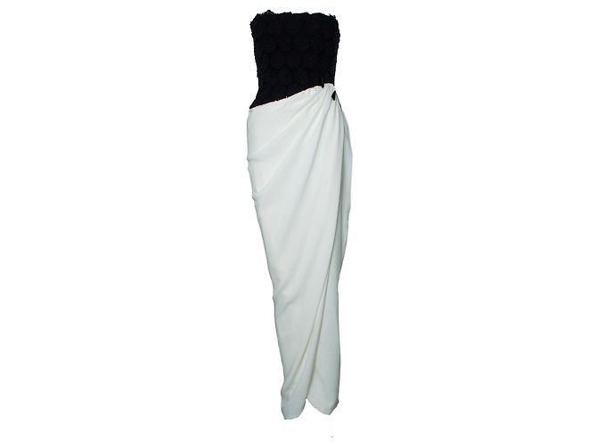 Max Mara, Abito maxi bianco con bustier floreale Multicolore