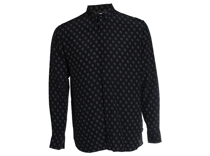 Saint Laurent, camicia con stampa di carte da gioco in nero