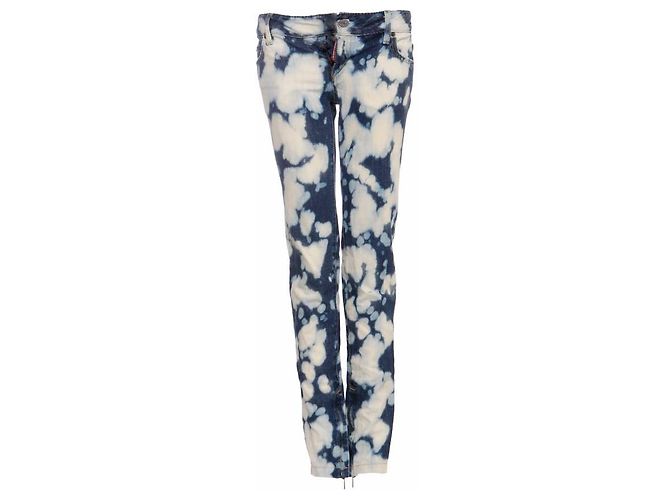 DSquared2, jeans biker blu con macchie di candeggina Multicolore