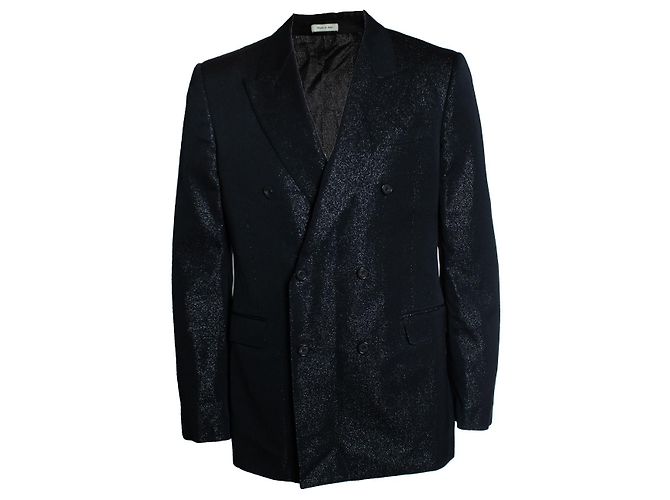 Alexander McQueen, double breasted glitter blazer Black