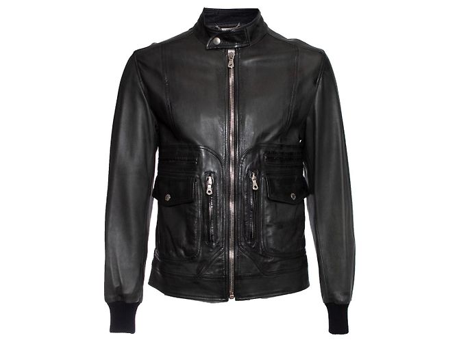 Dolce & Gabbana, Green leather biker jacket