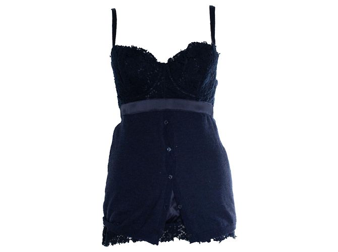Ermanno Scervino, Top de lencería azul con lana