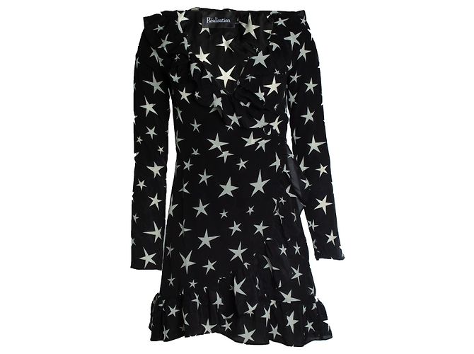 Autre Marque Vestido envelope de estrelas preto e branco Realisation Multicor