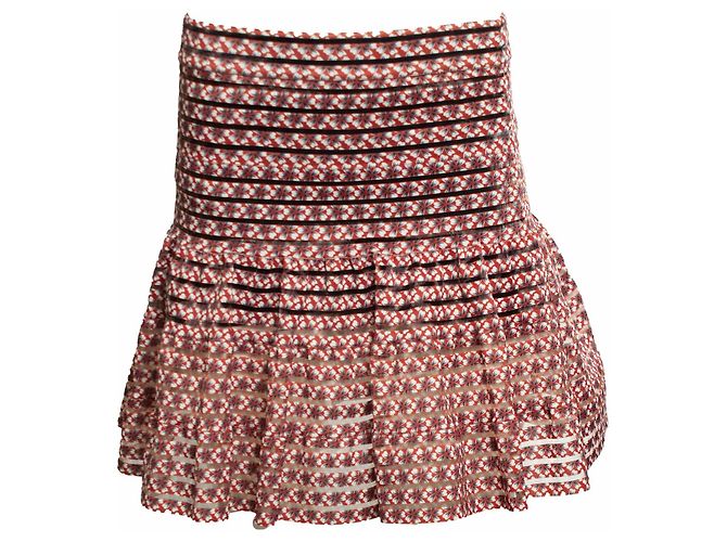 Maje, plissierter Jezabel Rock mit floralem Print Rot