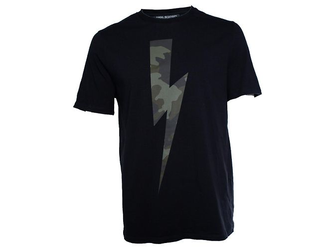 Neil Barrett Camiseta Neil Barret com estampa thunder e camo Multicor