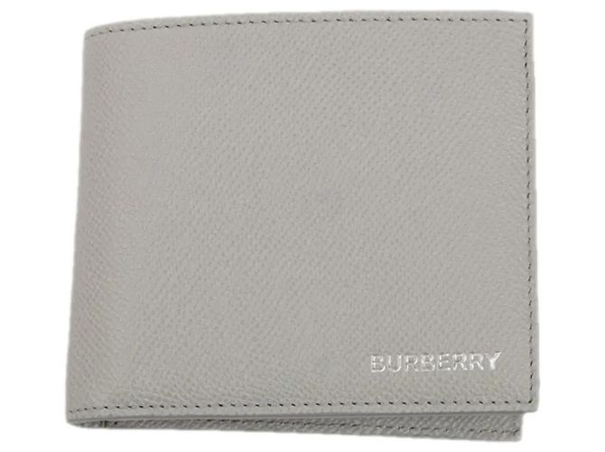 Burberry Grey Grained Leather Billfold Wallet