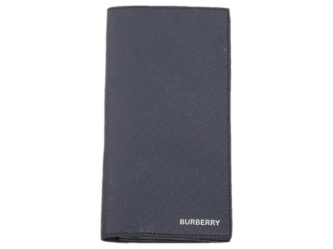 Burberry Cavendish Portefeuille Long Cuir Bleu Marine 