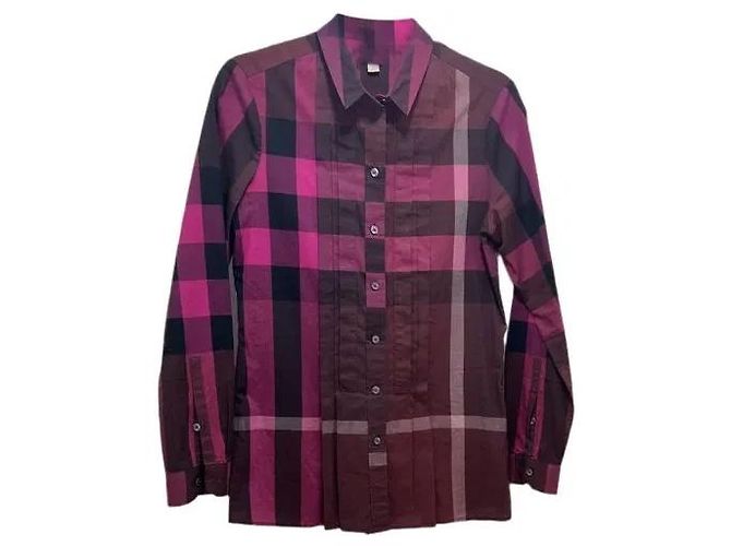Camicia Burberry Brit a quadri in cotone Nero Rosa Porpora