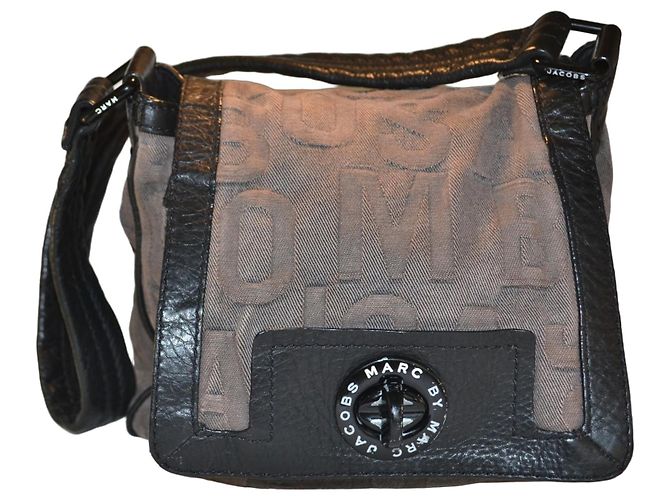Marc by Marc Jacobs Monogram Canvas Shoulder Bag Brown Black