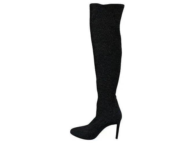 Giuseppe Zanotti Schwarze Glitzer Over-The-Knee Stiefel