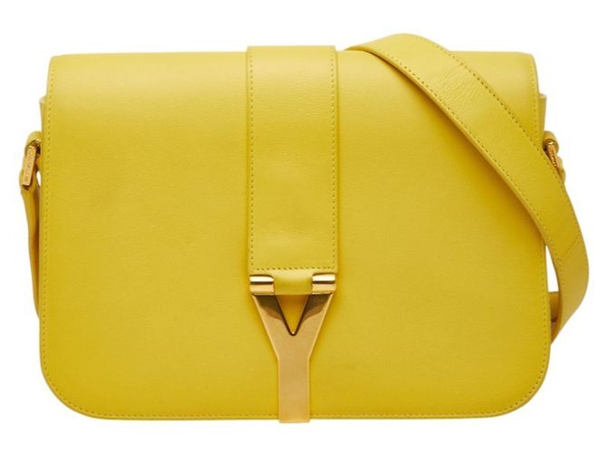 Borsa a tracolla Saint Laurent Y-line in pelle gialla Giallo