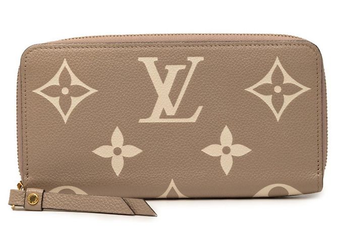 Louis Vuitton Monogram Empreinte Bicolor Zippy Wallet Beige Grey Cream