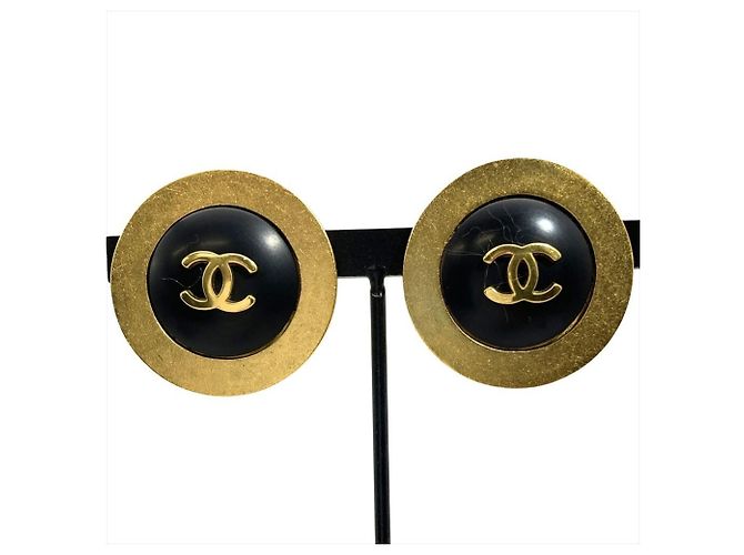 Orecchini Chanel Coco Mark Circle Nero D'oro 