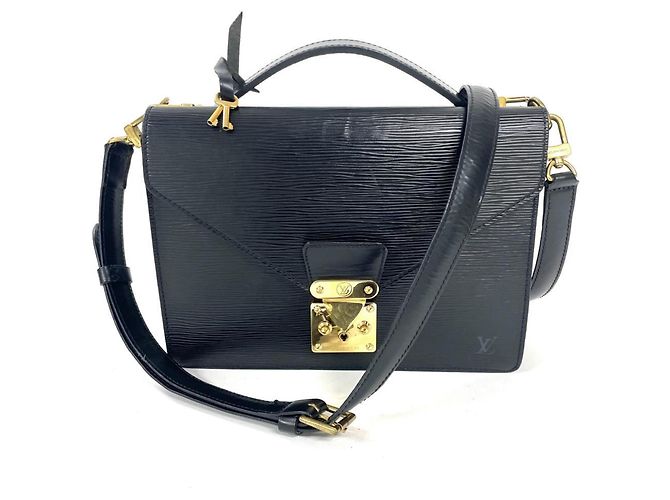 Sac à main en cuir Epi Louis Vuitton Noir
