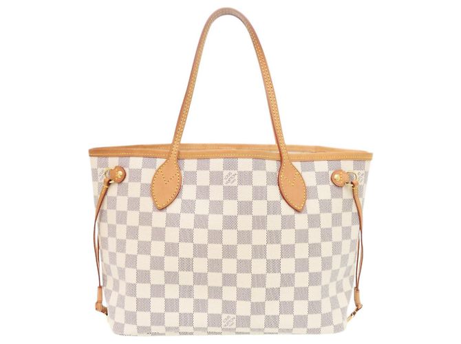 Bolsa Tote Louis Vuitton Neverfull PM Damier Azur Branco