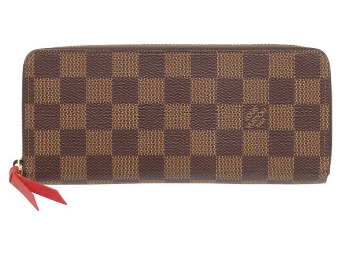 Cartera Louis Vuitton Clemence Damier Long Castaño Fucsia Damier ebene