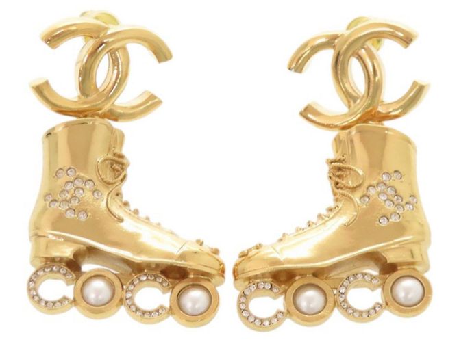 Orecchini pattini Chanel Coco Mark Gold D'oro