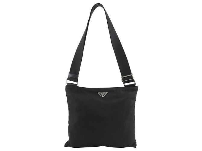 Borsa a tracolla in nylon nero Prada