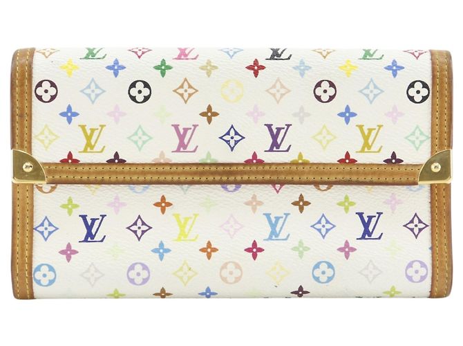 Louis Vuitton Monogram Multicolore Tri-fold Long Wallet White Multiple colors