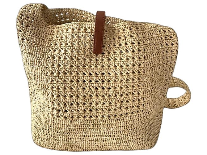 Saint Laurent Raffia Shopper Beige