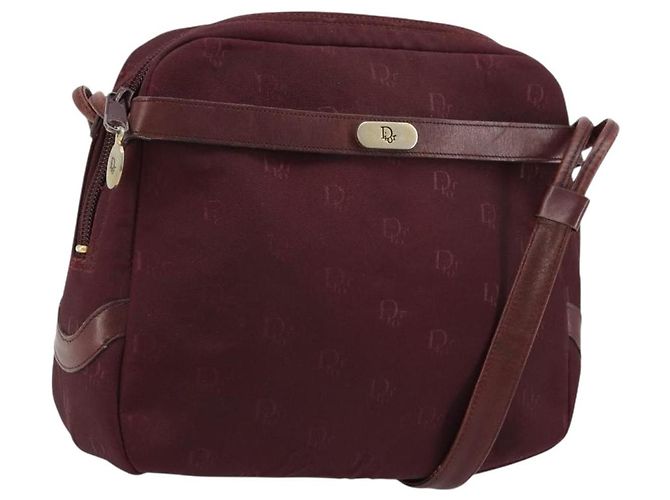 Borsa a Spalla Christian Dior Nylon Bordeaux Oro Auth ep14511 D'oro Bordò